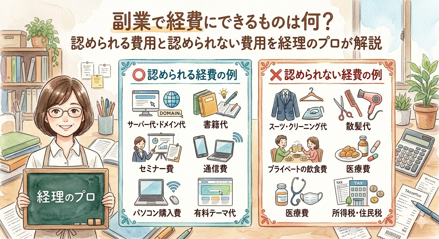 副業で経費にできるものは何？認められる費用と認められない費用を経理のプロが解説